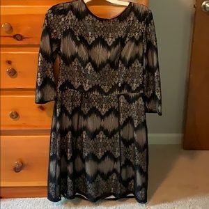 Black and beige lace dress
